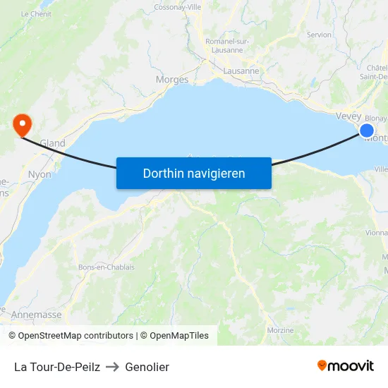 La Tour-De-Peilz to Genolier map