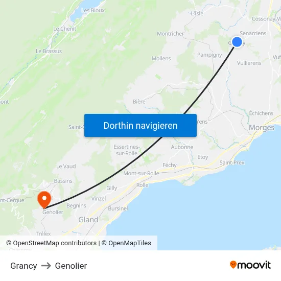 Grancy to Genolier map