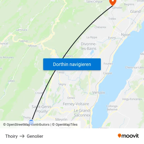 Thoiry to Genolier map
