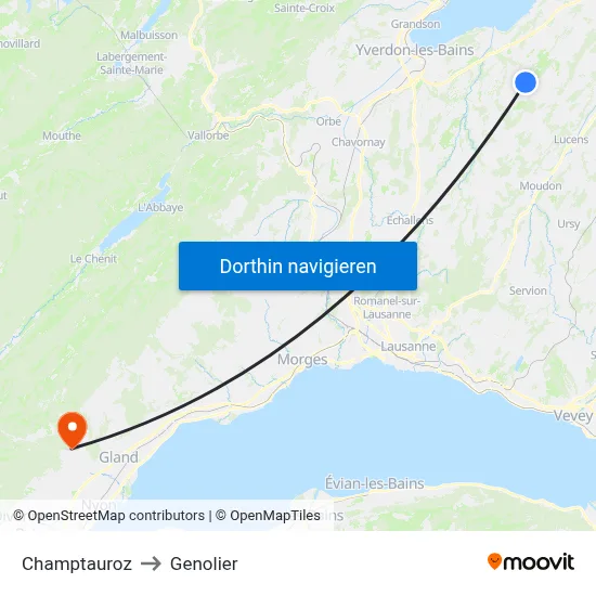 Champtauroz to Genolier map