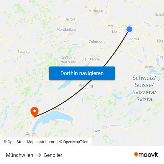 Münchwilen to Genolier map