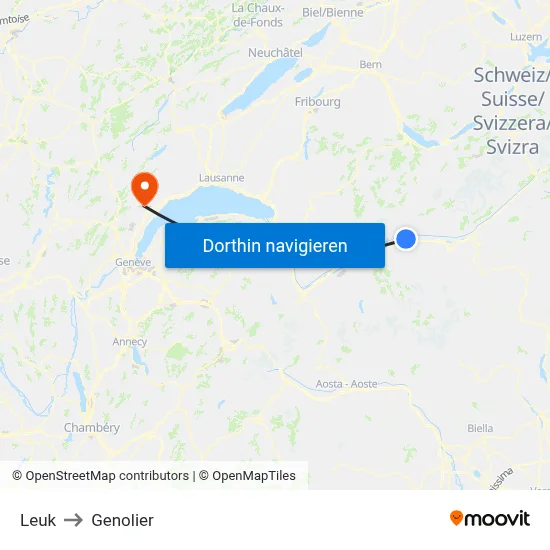 Leuk to Genolier map