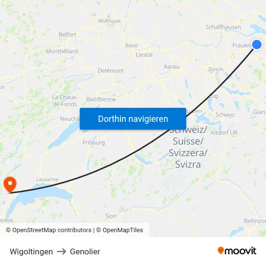 Wigoltingen to Genolier map