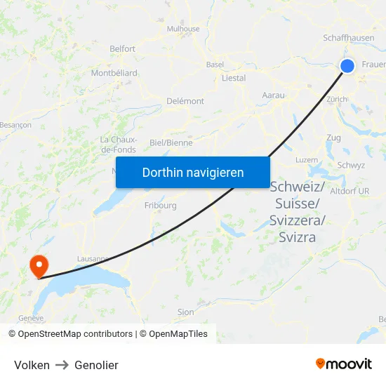 Volken to Genolier map