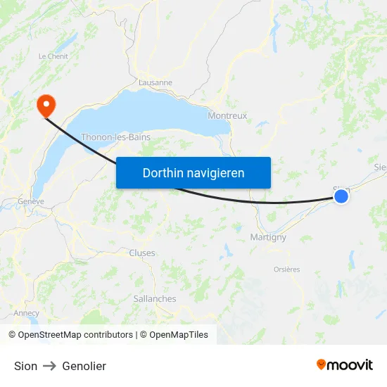 Sion to Genolier map