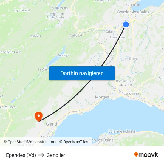 Ependes (Vd) to Genolier map