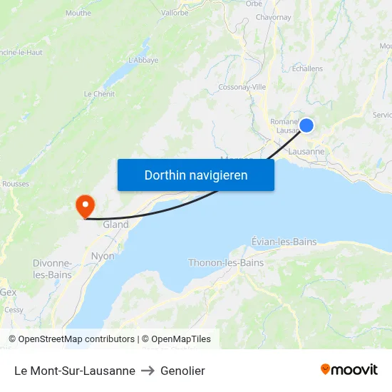 Le Mont-Sur-Lausanne to Genolier map