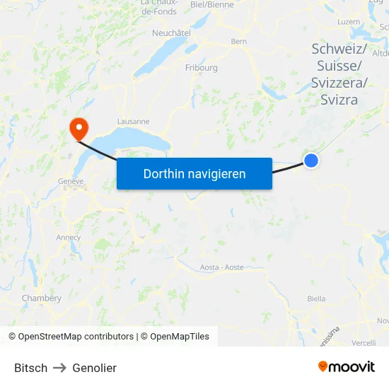 Bitsch to Genolier map