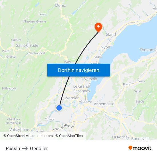 Russin to Genolier map