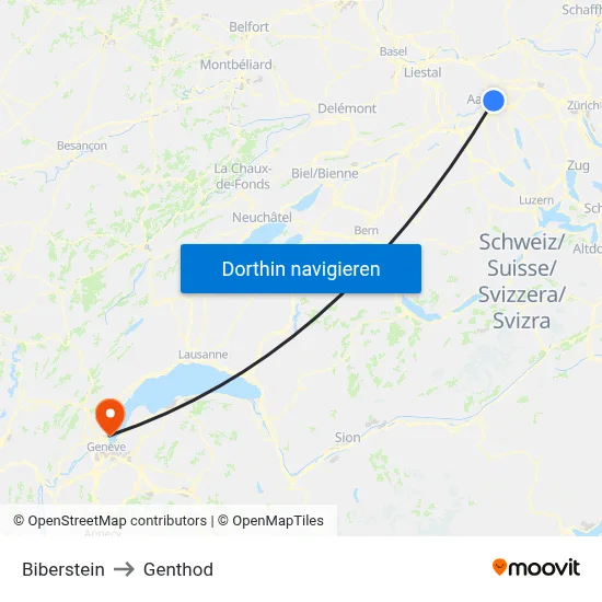 Biberstein to Genthod map