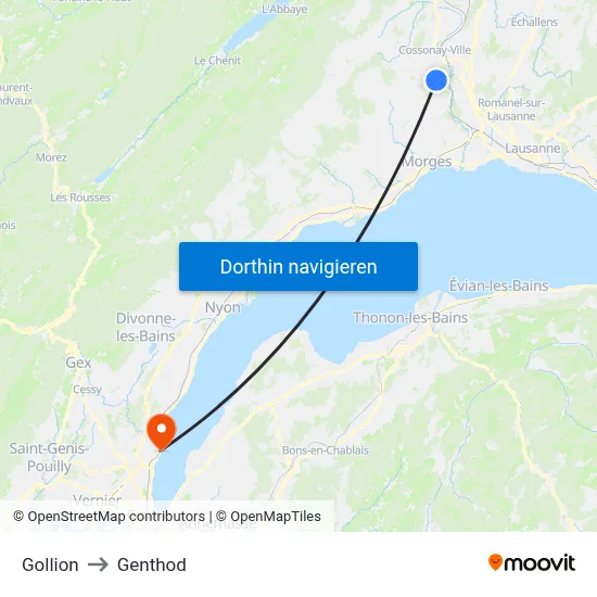 Gollion to Genthod map