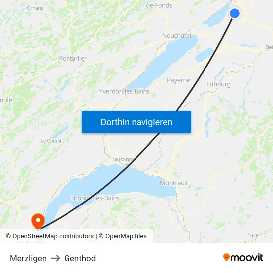 Merzligen to Genthod map