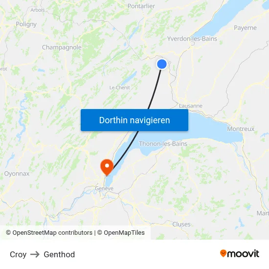 Croy to Genthod map