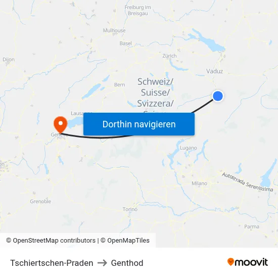 Tschiertschen-Praden to Genthod map