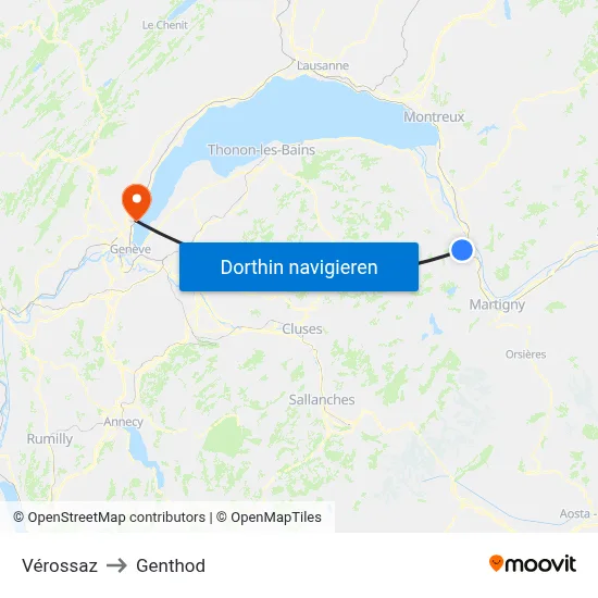 Vérossaz to Genthod map