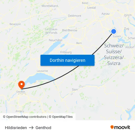 Hildisrieden to Genthod map