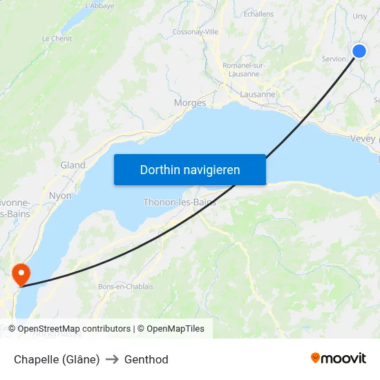 Chapelle (Glâne) to Genthod map