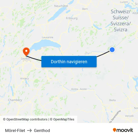 Mörel-Filet to Genthod map