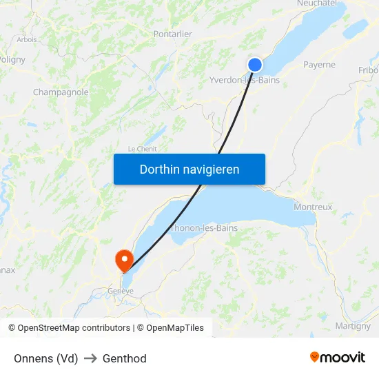 Onnens (Vd) to Genthod map