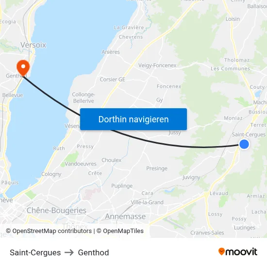 Saint-Cergues to Genthod map