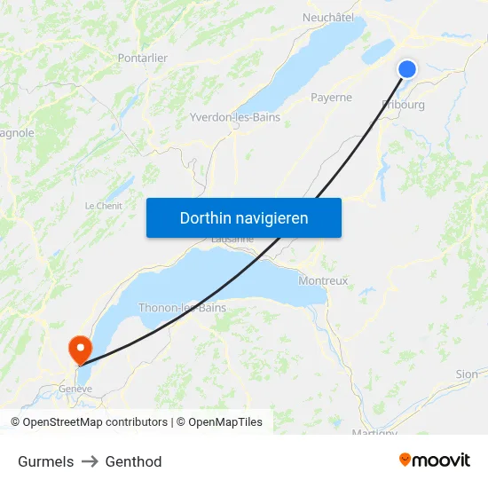Gurmels to Genthod map