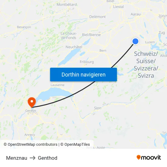 Menznau to Genthod map