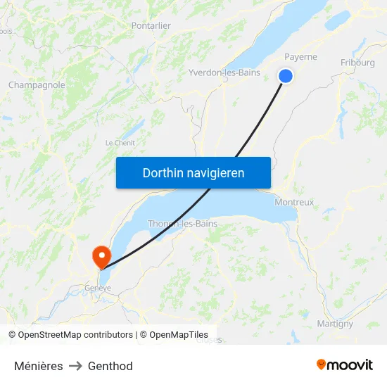 Ménières to Genthod map