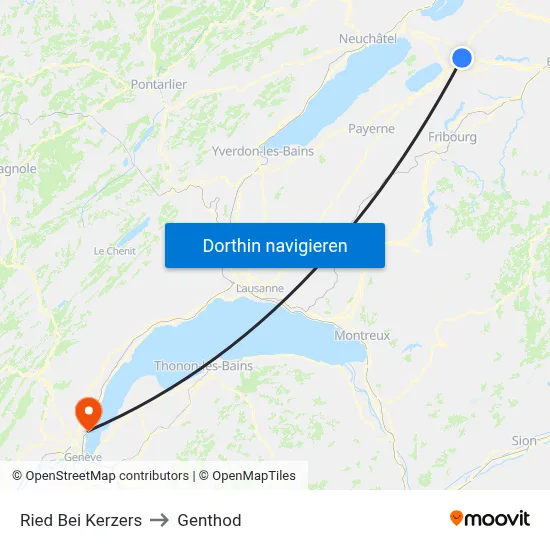 Ried Bei Kerzers to Genthod map