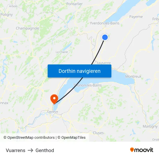 Vuarrens to Genthod map