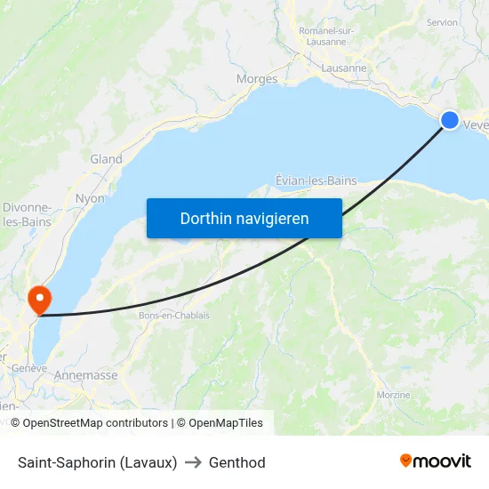 Saint-Saphorin (Lavaux) to Genthod map
