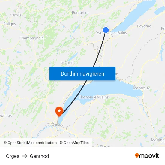Orges to Genthod map
