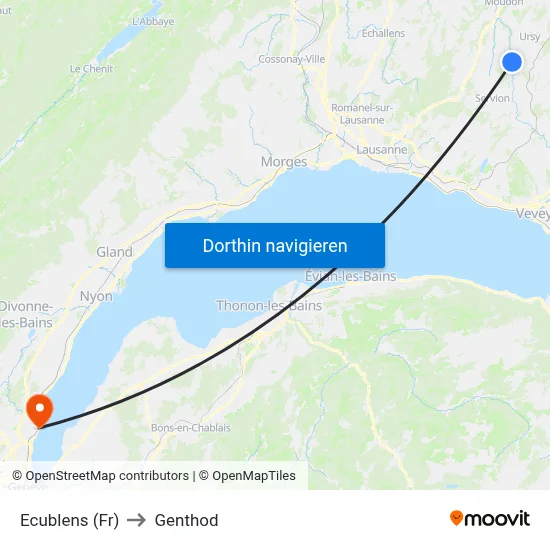 Ecublens (Fr) to Genthod map