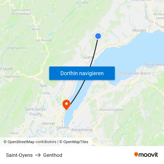Saint-Oyens to Genthod map