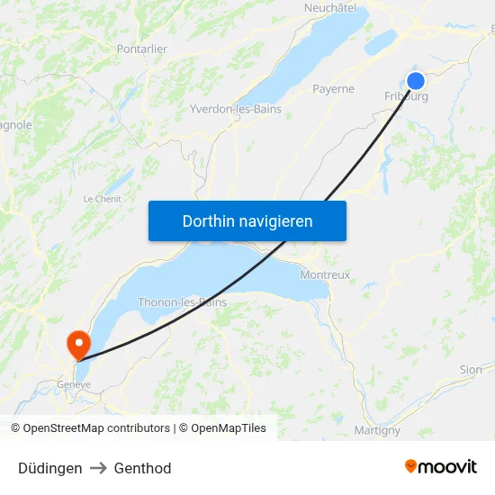 Düdingen to Genthod map