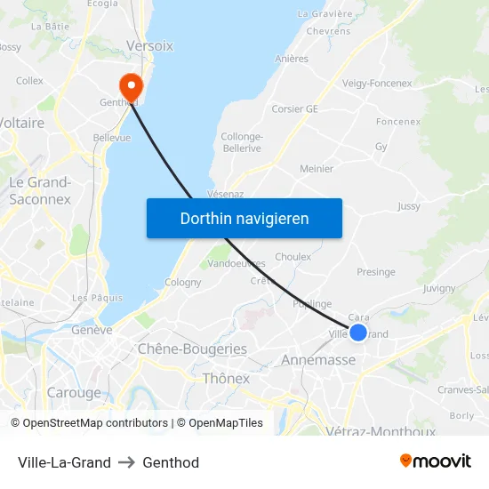 Ville-La-Grand to Genthod map