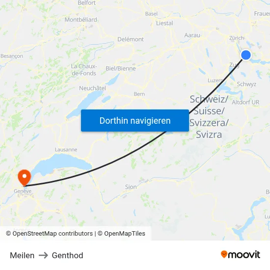 Meilen to Genthod map