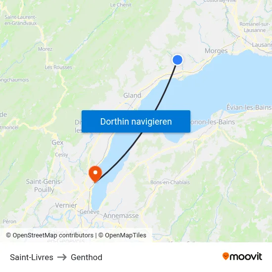 Saint-Livres to Genthod map