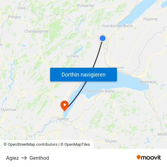 Agiez to Genthod map