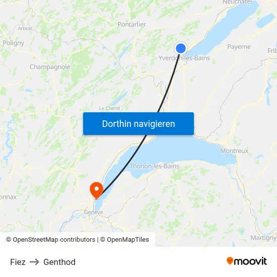 Fiez to Genthod map