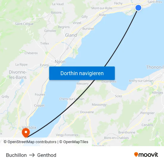 Buchillon to Genthod map