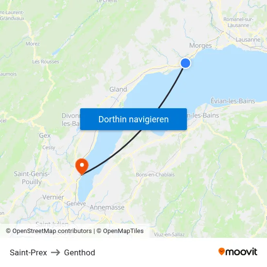 Saint-Prex to Genthod map