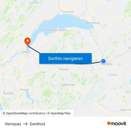 Vernayaz to Genthod map