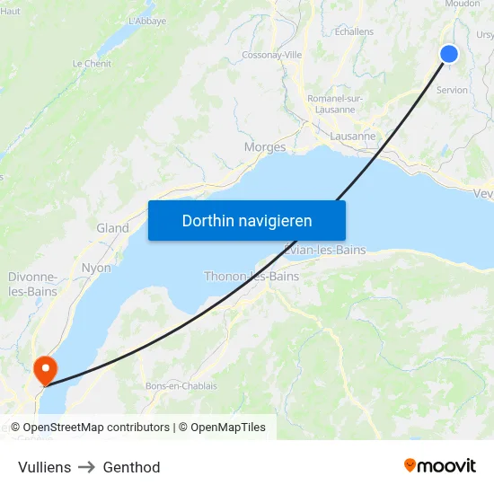 Vulliens to Genthod map