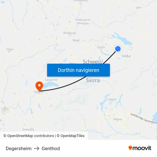 Degersheim to Genthod map