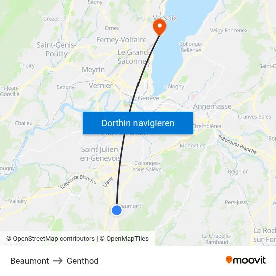 Beaumont to Genthod map