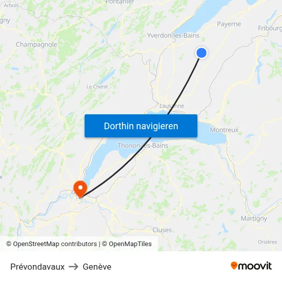 Prévondavaux to Genève map