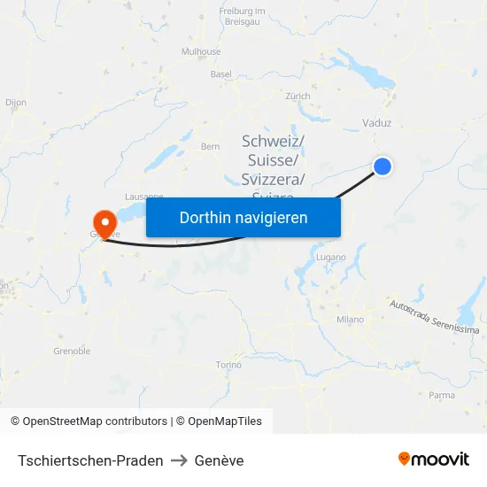 Tschiertschen-Praden to Genève map