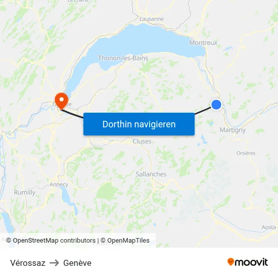 Vérossaz to Genève map
