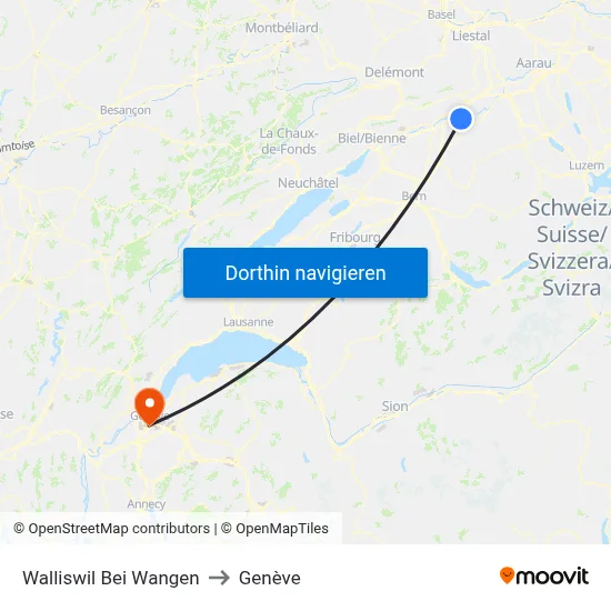 Walliswil Bei Wangen to Genève map