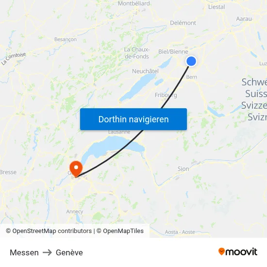 Messen to Genève map